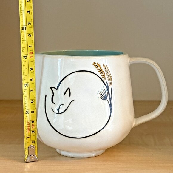 Anthropologie Cat Amos Coffee Tea Mug Aqua Blue Interior Glaze Stoneware - Picture 10 of 10